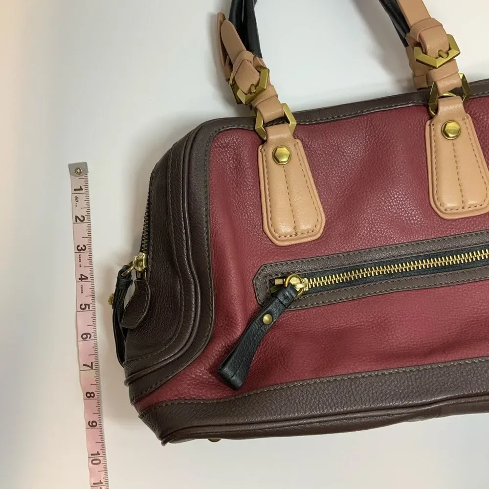 orYANY Burgundy & Brown Leather Satchel Handbag